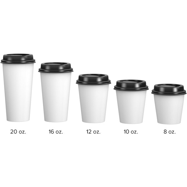 Choice 8 oz. White Poly Paper Hot Cup and Lid 100/Pack