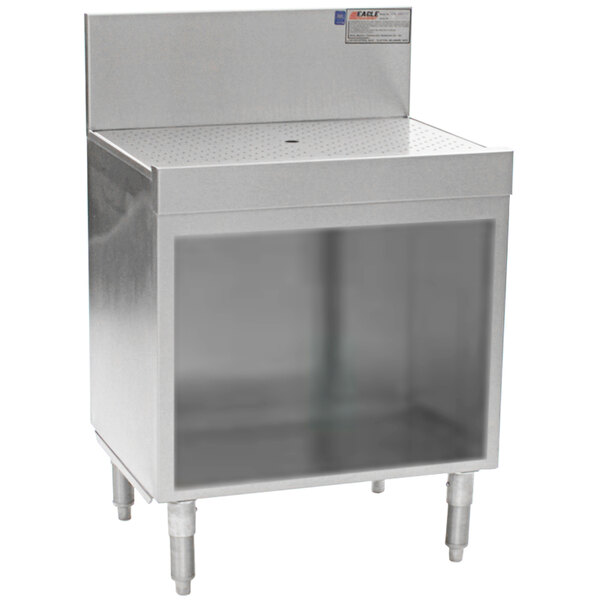 A stainless steel Eagle Group workboard with an open shelf.