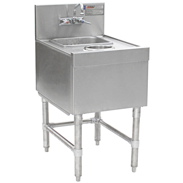 Eagle Group WSW18-24 Spec-Bar 1 Bowl Underbar Wet Waste Sink with Splash Mount Faucet and Dry Waste Chute - 18" x 24"