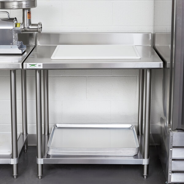 Regency Spec Line 24" x 36" 14 Gauge Stainless Steel Commercial Work Table with 4" Backsplash and Undershelf
