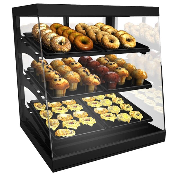Structural Concepts CGS2830 Impulse Black 28" Countertop Bakery Display Case with Swinging Rear Doors