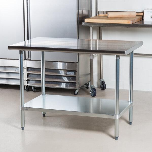 Advance Tabco ELAG-364 36" x 48" 16 Gauge Stainless Steel Work Table with Galvanized Undershelf