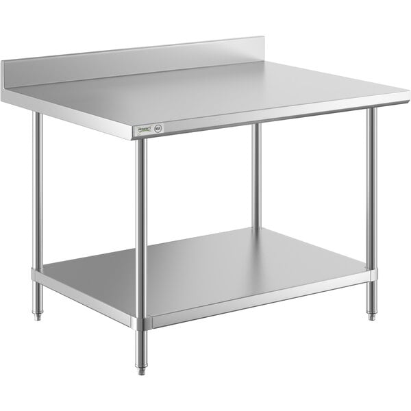 Regency 36" x 48" 16 Gauge Stainless Steel Commercial Work Table with 4" Backsplash and Undershelf