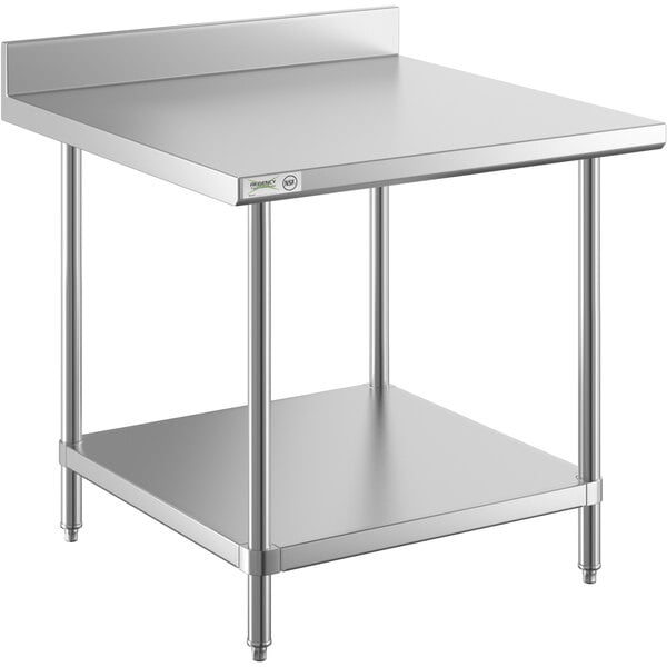 Regency 36" x 36" 16 Gauge Stainless Steel Commercial Work Table with 4" Backsplash and Undershelf