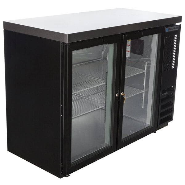 Beverage-Air BB48HC-1-G-B-27 48" Black Counter Height Glass Door Back Bar Refrigerator