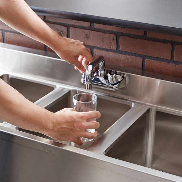 Regency 3 Bowl Underbar Sink with Drainboard and Faucet 48" x 18 3/4" Left Drainboard