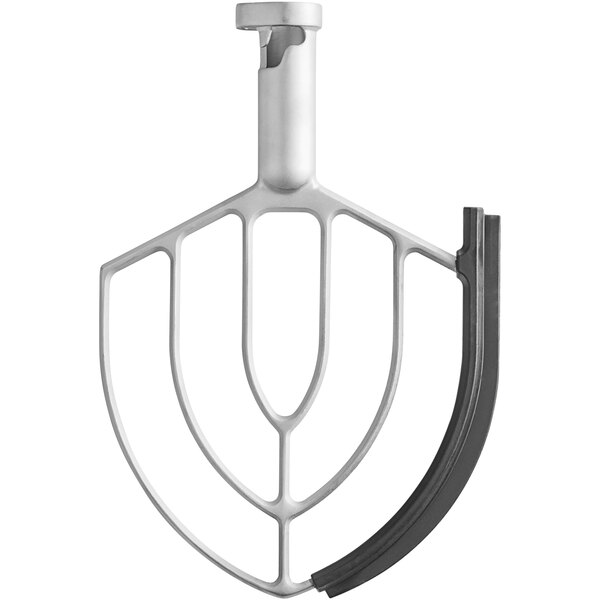 A silver Avantco mixer blade with a black handle and flexible silicone blade.
