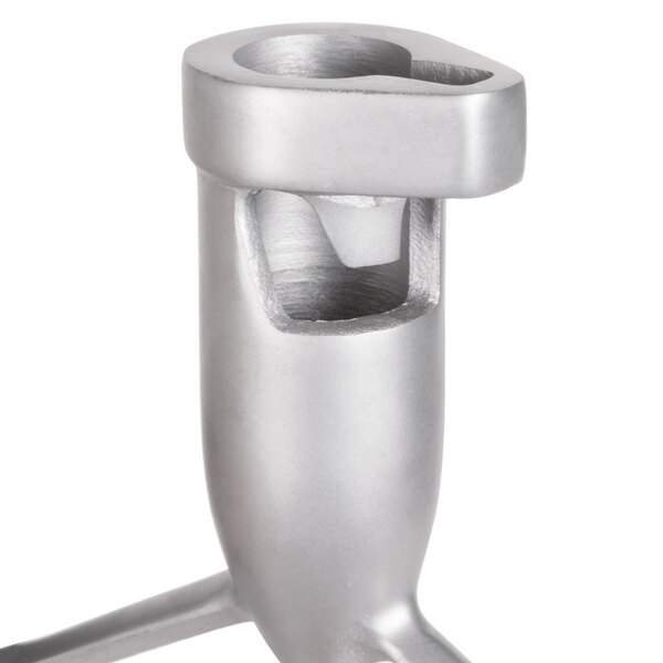 A close-up of an Avantco metal beater with a silver metal finish.