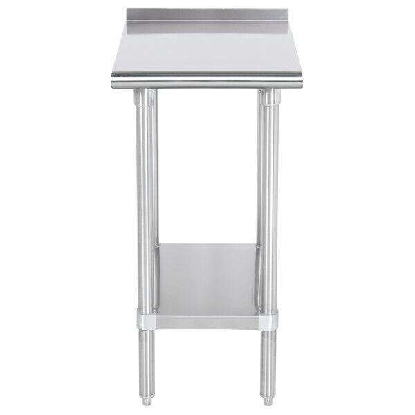 Advance Tabco FTS-3018 30" x 18" 18 Gauge 430 Stainless Steel Filler Table with Backsplash and Stainless Steel Undershelf