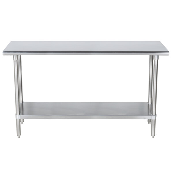 Advance Tabco SLAG-184 18" x 48" 16 Gauge Stainless Steel Work Table with Stainless Steel Undershelf