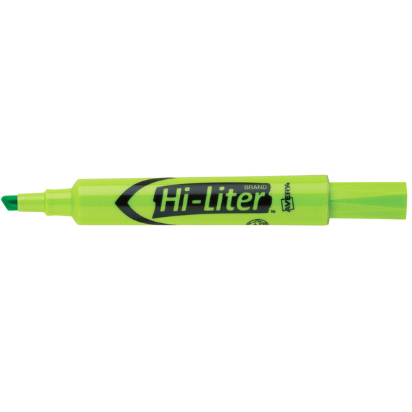 Avery fluorescent green Hi-Liter marker with a chisel tip.