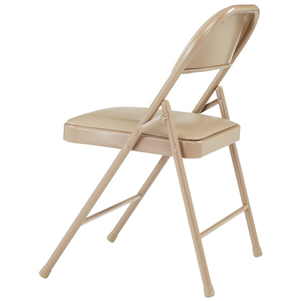 National Public Seating 951 Commercialine Beige Metal Folding Chair