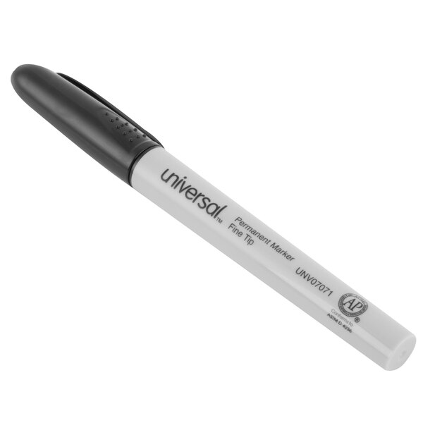 Universal UNV07071 Black Fine Point Pen Style Permanent Marker 12/Box