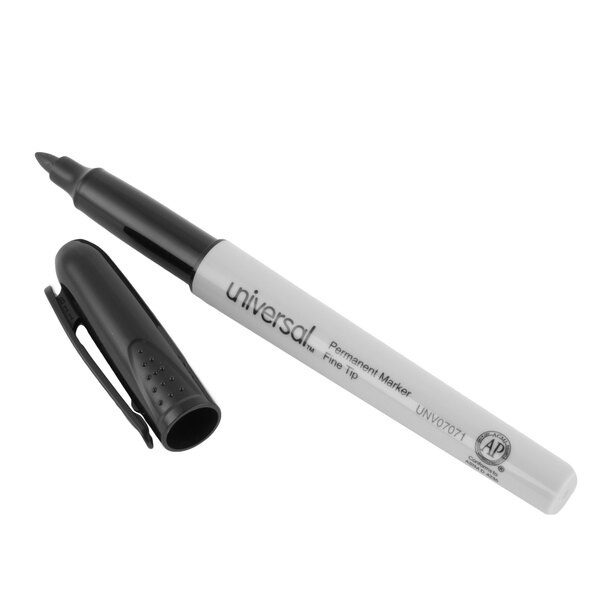 Universal UNV07071 Black Fine Point Pen Style Permanent Marker 12/Box
