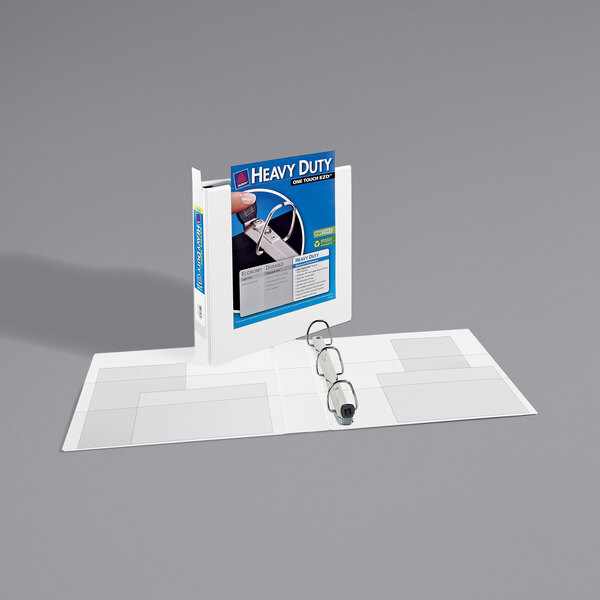 Avery® 1319 White Heavy-Duty View Binder with 1 1/2" Locking One Touch EZD Rings and Extra-Wide Covers