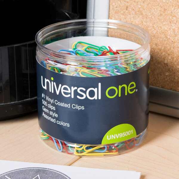 Universal UNV95001 Assorted Color #1 Standard Vinyl-Coated Paper Clip - 500/Box
