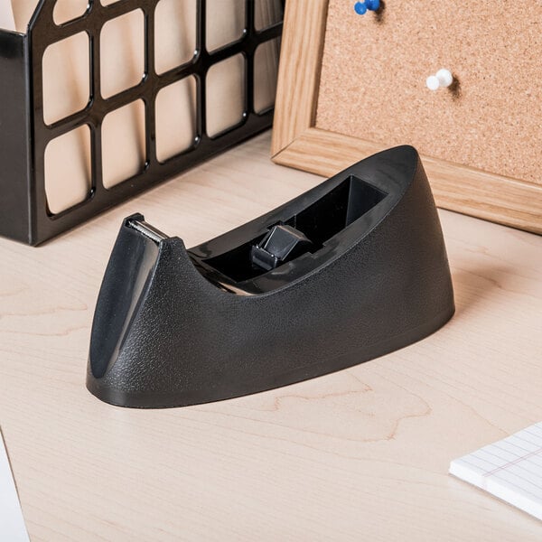 Universal UNV15001 1" Core Black Weighted Desktop Tape Dispenser with Nonskid Base