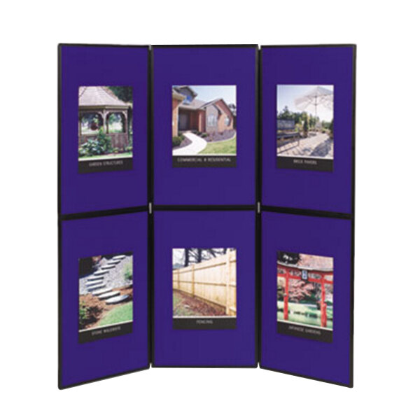 Quartet SB93516Q Show-It! 72" x 72" Blue and Gray Double Sided 3 Panel Display Board
