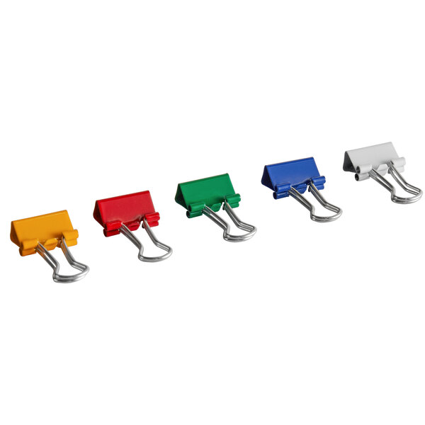Universal UNV31027 1/4" Capacity Assorted Color Mini Binder Clips 60/Box