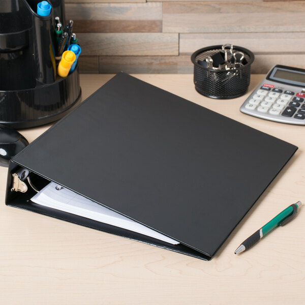 Avery® 4501 Black Economy Non-View Binder with 2" Round Rings and Spine Label Holder
