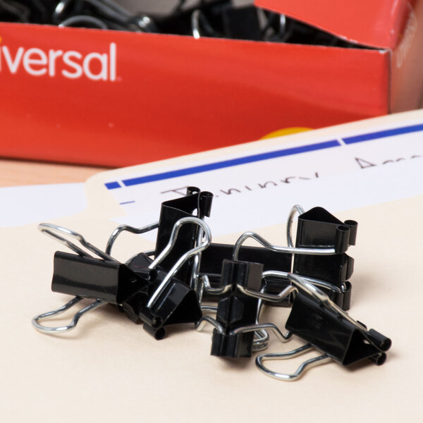 Universal UNV10199VP3 1/4" Capacity Black Mini Binder Clip 36/Box