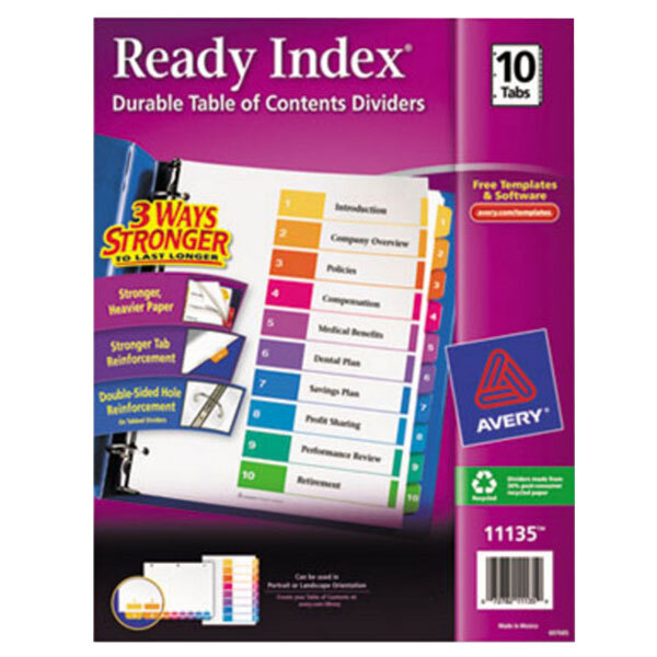 Dividers 10-Tabs/Multicolor (AVE 11135)