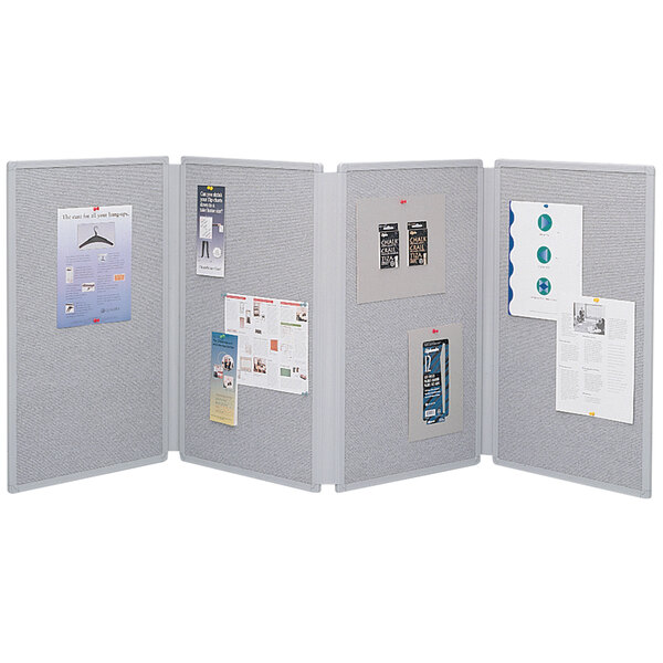 Quartet 773630 72" x 30" Gray Double Sided 4 Panel Display Board
