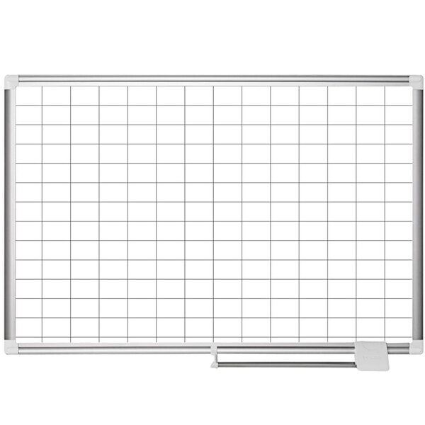 MasterVision MA0593830 48" x 36" White Grid Dry Erase Planning Board - 2" x 3" Grid