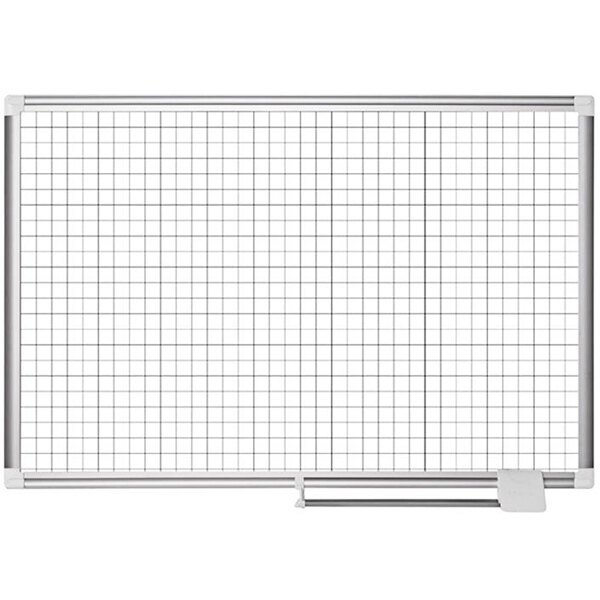 MasterVision MA0592830 48" x 36" White Grid Dry Erase Planning Board - 1" x 2" Grid