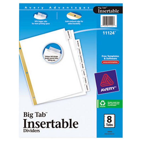 Avery® 11124 Big Tab White Paper 8-Tab Clear Insertable Dividers