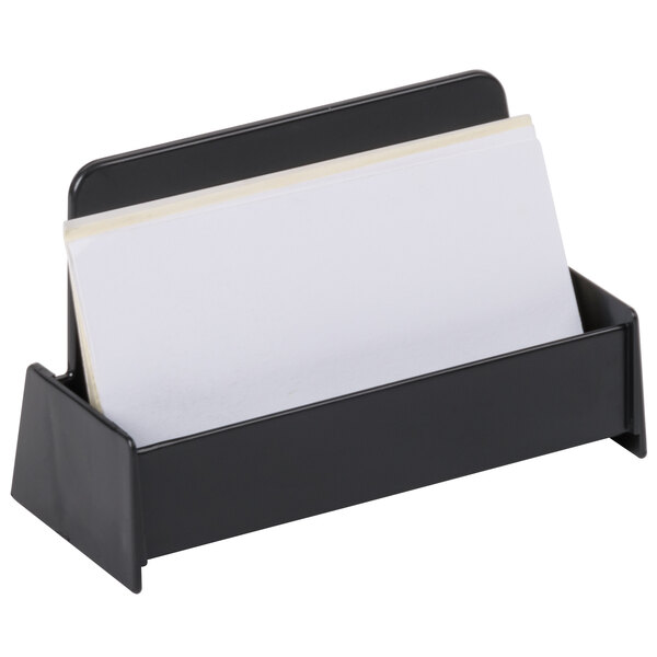 Universal UNV08109 3 3/4" x 1 13/16" x 1 3/8" Black Business Card Holder