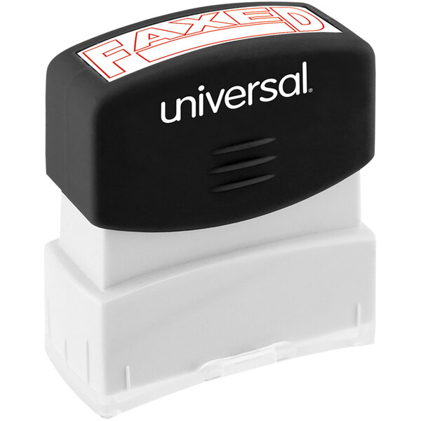 Universal UNV10054 1 11/16" x 9/16" Red Pre-Inked Faxed Message Stamp