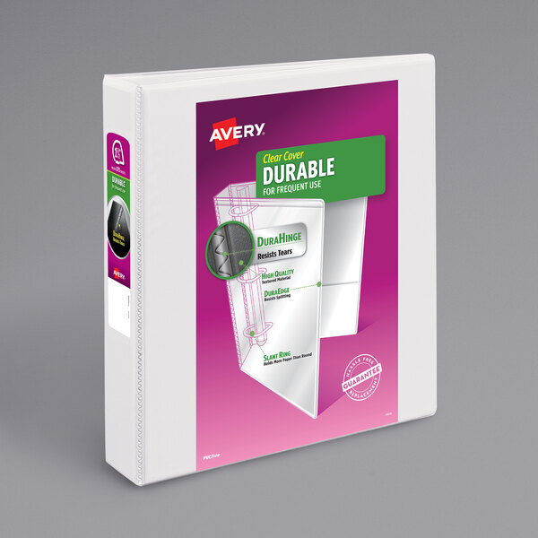 Avery® 17022 White Durable View Binder with 1 1/2" Slant Rings