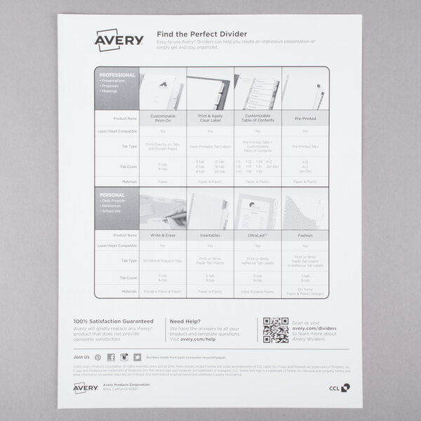Avery® 23078 Big Tab Write & Erase 8Tab White Dividers