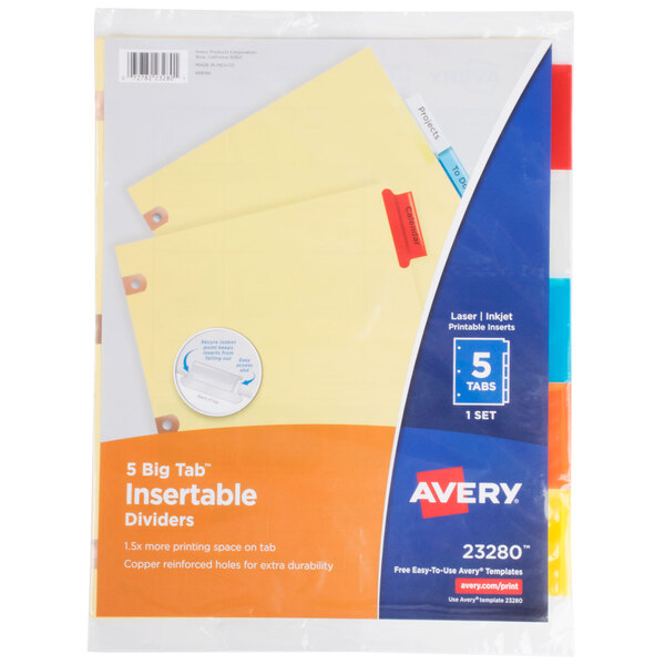 Avery® 23280 Big Tab 5Tab MultiColor Tab Dividers with Copper Reinforcements