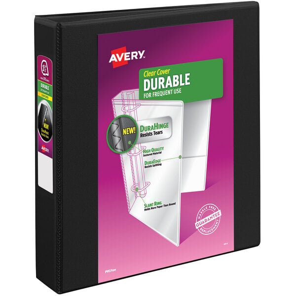 Avery® 17021 Black Durable View Binder with 1 1/2" Slant Rings