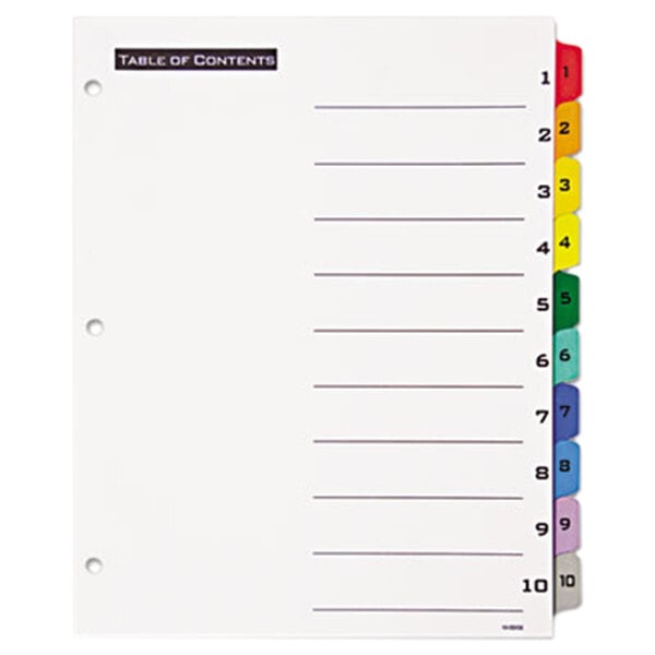Avery Office Essentials 11671 Table 'n Tabs MultiColor 10Tab Dividers