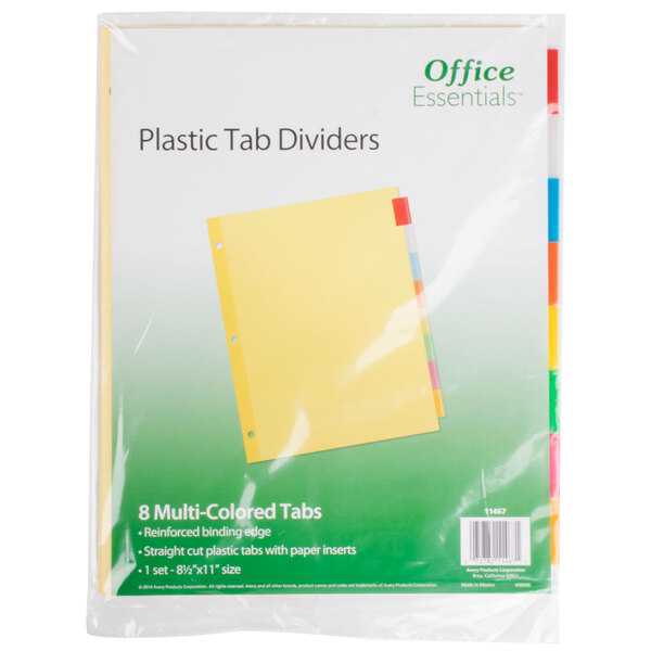 Avery® Office Essentials 11467 8Tab MultiColor Insertable Tab Dividers