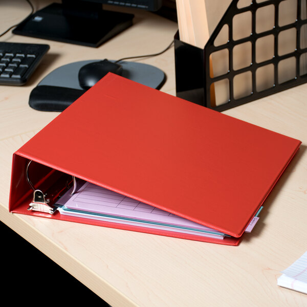 Universal UNV30409 Red Economy Non-Stick Non-View Binder with 3" Round Rings