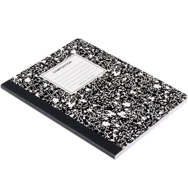 Universal UNV20930 9 3/4" x 7 1/2" Black Wide Ruled Composition ...