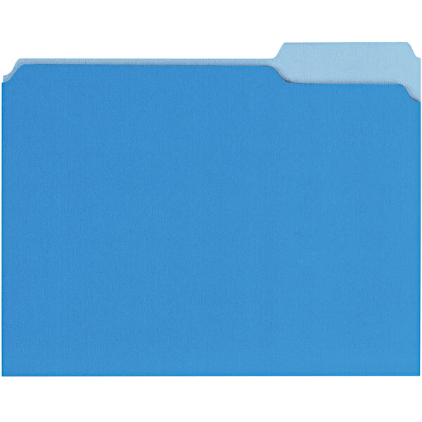 Universal UNV12301 Letter Size File Folder - Interior Height with 1/3 Cut Assorted Tab, Blue - 100/Box