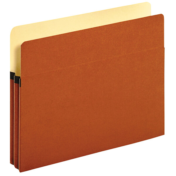 A brown file folder with a yellow tab.