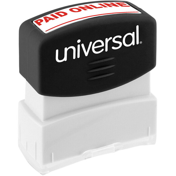 Universal UNV10156 1 11/16" x 9/16" Red Pre-Inked Paid Online Message Stamp