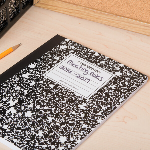 Universal UNV20936 9 3/4" x 7 1/2" Black Wide Ruled Composition