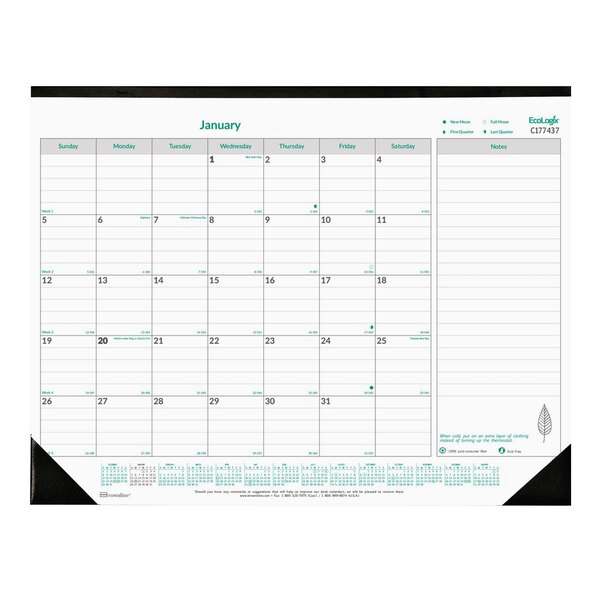 Brownline C177437 EcoLogix 22" x 17" Monthly January 2023 - December 2023 Desk Pad Calendar