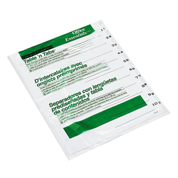 A white and green packet of Avery Table 'n Tabs with green and white labels.