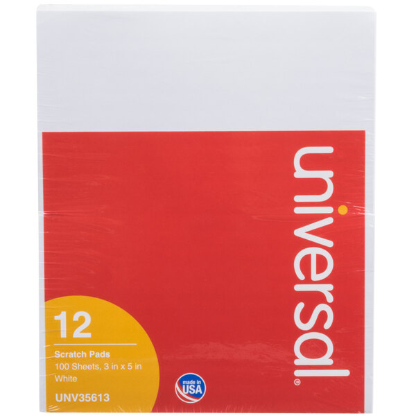 Universal UNV35613 3" x 5" Unruled White Scratch Pad 100 Sheets 12/Pack