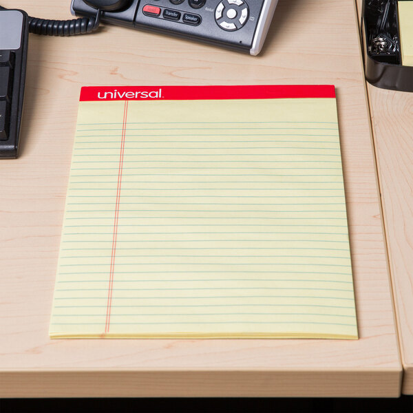Universal UNV10630 Legal Ruled Canary Perforated Edge Writing Pad, Letter - 12/Pack