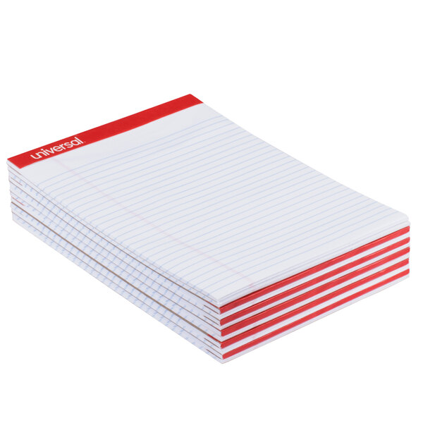 Single Ruled Paper Pad Universal UNV20630 Legal Ruled White Perforated Edge Writing Pad ...