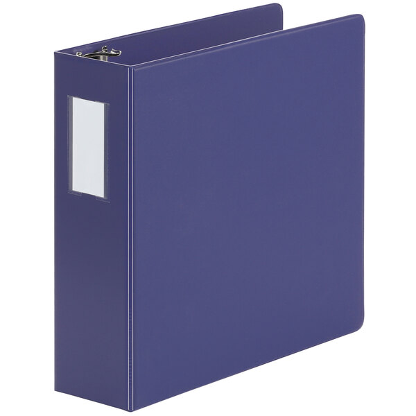 Universal UNV20798 Navy Blue Non-View Binder with 3" Slant Rings and Spine Label Holder